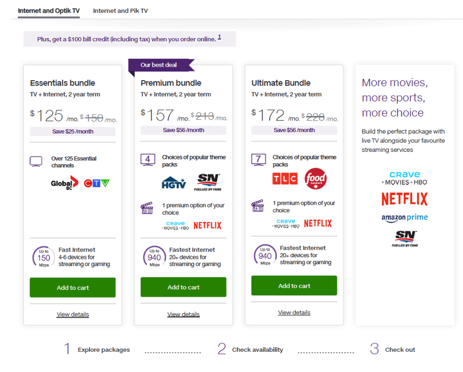 Telus TV and internet bundle